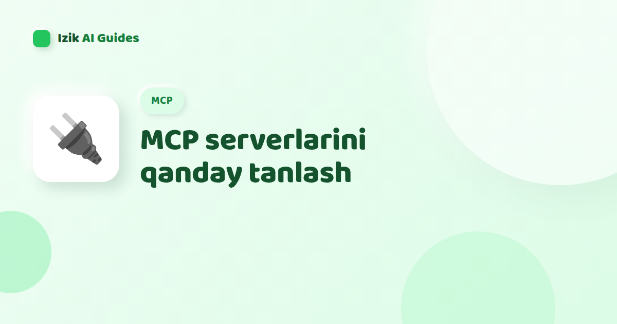 MCP server tanlash