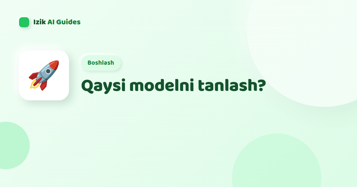 Qaysi modelni tanlash